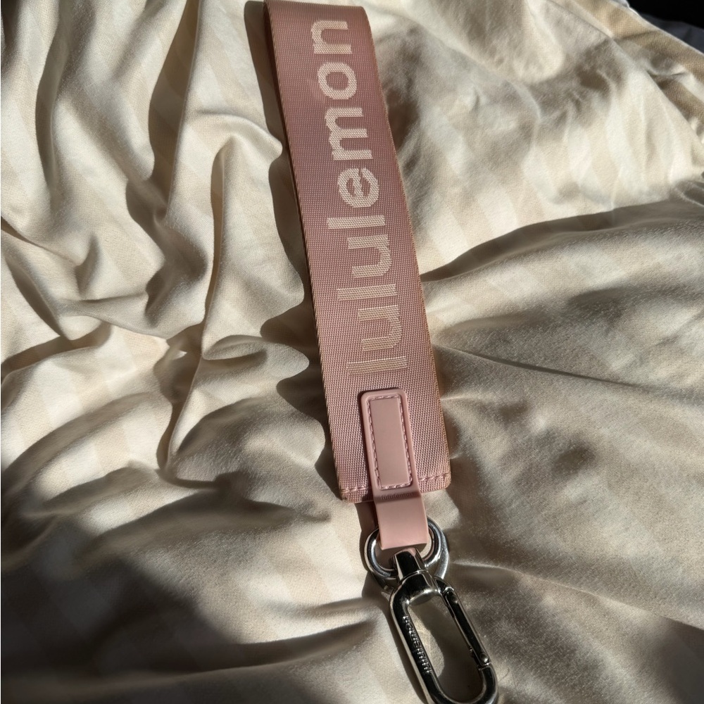 lululemon athletica Blush Pink Logo Wrist Strap Key Clip